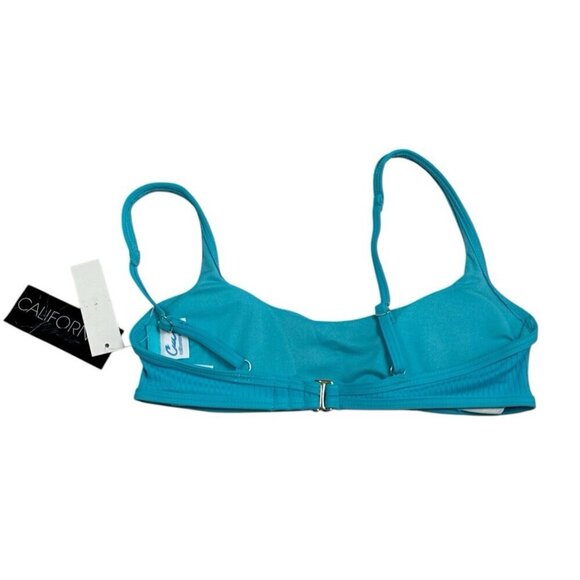 California Waves Juniors XS Bralette Ribbed Knit Swim Top Turquoise NWT - Picture 3 of 15